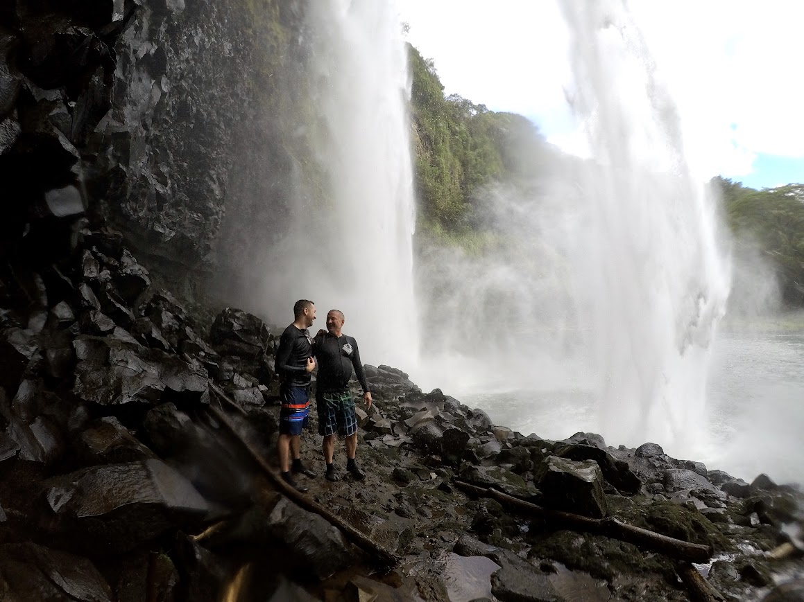 Fantasy Waterfall Extravaganza two men at the waterfall